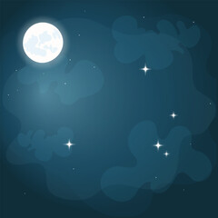 Obraz na płótnie Canvas illustration of night starry sky with moon on dark background