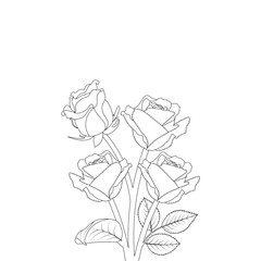 Rose Flower Coloring Book For Adults
