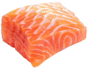 Sliced ​​Fresh Salmon isolated on white background, Salmon Fillet isolated on white background With png file.