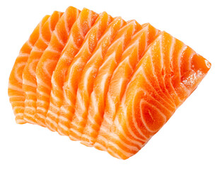 Sliced ​​Fresh Salmon isolated on white background, Salmon Fillet isolated on white background With png file.