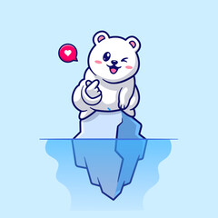 Cute Polar Bear With Love Sign On Ice Cartoon Vector Icon
Illustration. Animal Nature Icon Concept Isolated Premium
Vector. Flat Cartoon Style