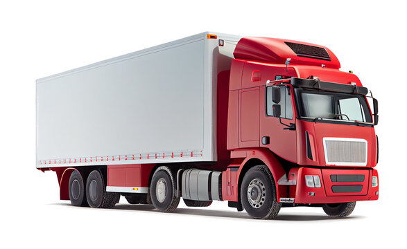 Trucks and Cargo Red On transparent background (png), easy for decorating projects.