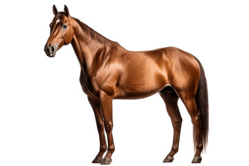Elegant Brown Horse Isolated Illustration on Transparent Background, Generative Ai