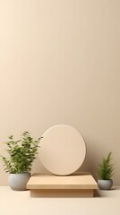 empty space podium display for product mockup natural background