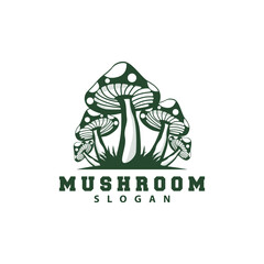 Mushroom Logo, Retro Minimalist Design, Food Vector, Mushroom Plant, Icon Illustration Symbol