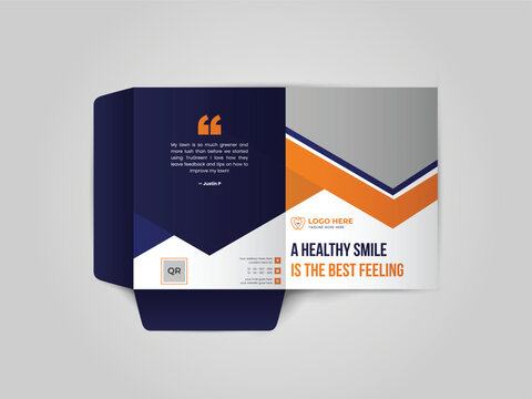 Dental care Medical Presentation folder, Business folder for files, design. The layout is for posting information about the company, photo, text. the universal concept cover for a catalog, booklet, le