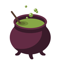 Witch cauldron with bubbling green potion