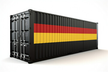 Shipping container with German flag (cargo container) on white background, Generative AI