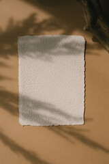 Top view of wedding invitation card mockup. Paper projects, wedding stationery designs. 