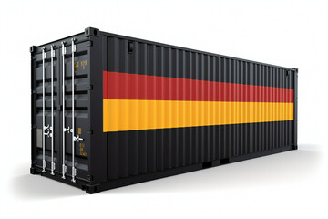 Shipping container with German flag (cargo container) on white background, Generative AI