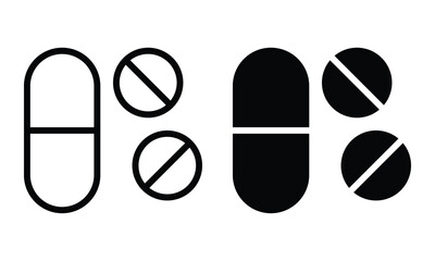 Medicine icon with outline and glyph style.