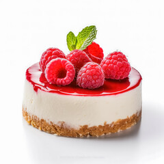 
Delicious Raspberry Cheesecake isolated on white background, generative AI


