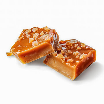 Delicious toffee isolated on white background, generative AI

