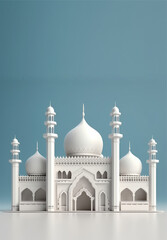 Obraz premium beautiful Islamic mosque vertical background with copy space. Generative Ai