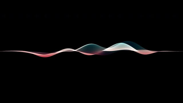 3D colourful visualisation of voice record on black background. 4K wavy abstract animation