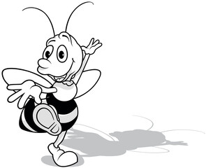 Drawing of a Cheerful Dancing Bumblebee on the Ground