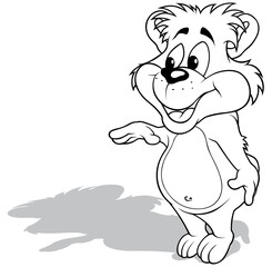 Drawing of a Standing Teddy Bear Waving its Paw
