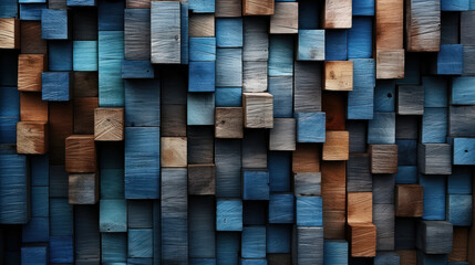 Texture featuring blue-toned wooden slats, generative ai