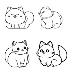 Outline, vector illustration character design of cat.Draw, line drawing style.
