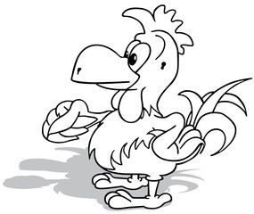 Drawing of a Rooster with a Raised wing from Profile