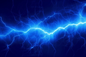 Blue lightning plasma and electrical background - obrazy, fototapety, plakaty