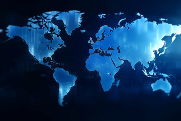 Blue World Map Background - Global Business News And Media Finance And Economy
