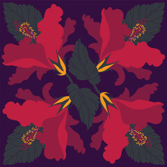 Hibiskus flower flat modern illustration seamless pattern. Vector illustration. Fashion surface design © Chakraborty