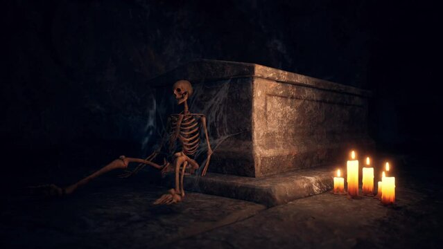 old dark catacombs with candles