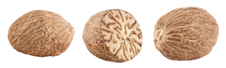 nutmeg isolated on white background with full depth of field.