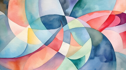 Watercolor abstract composition. Bright artistic painting color texture. AI illustration of modern futuristic art. For decoration, print, wall art, creative graphic design, canva prints and poster.