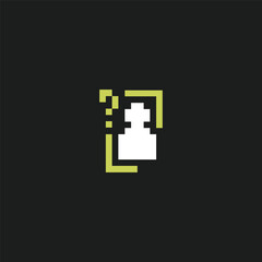 Obraz premium this is contact icon 1 bit style in pixel art with black background and little color,this item good for presentations,stickers, icons, t shirt design,game asset,logo and your project.