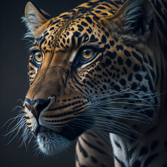 Close-up portrait of a beautiful leopard. Dangerous wild animals.