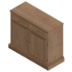 3D rendering illustration of a 2 door cabinet cupboard