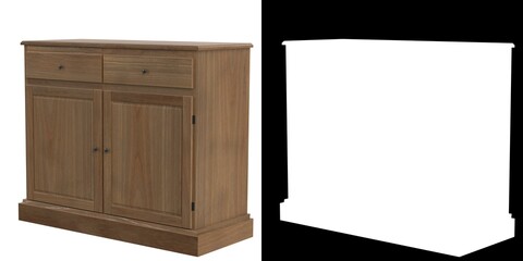 3D rendering illustration of a 2 door cabinet cupboard