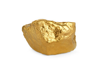 One beautiful gold nugget on white background