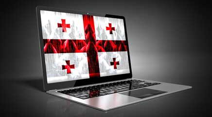 Georgia - country flag and hackers on laptop screen - cyber attack concept