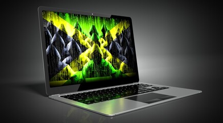 Jamaica - country flag and hackers on laptop screen - cyber attack concept