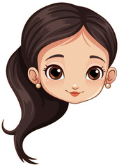 Cute Asian girl head cartoon
