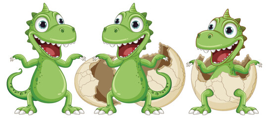 Little Dinosaur Monster Hatching from Egg