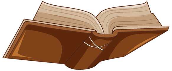 Isolated brown open book cartoon