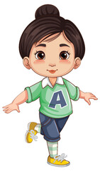 Cute Asian girl cartoon character