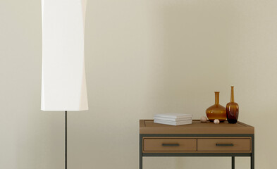 Open space office interior with like conference room. Mockup. 3D rendering.