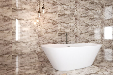 Naklejka na ściany i meble Bathroom interior bathtub. 3D rendering.