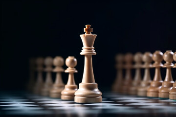 Close-up King standing on a chessboard, There's a falling chess in front leadership, teamwork Business Team Challenges