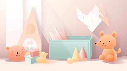 Baby shower banner with cartoon rocket and balloons.