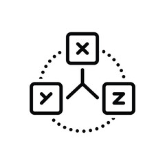 Black line icon for coordinates 