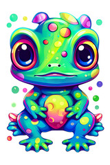 A colorful frog with big eyes and big eyes. Generative AI.