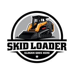 skid steer, loader illustration logo vector.