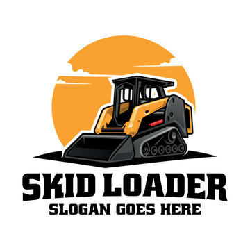 Skid Steer, Loader Illustration Logo Vector.