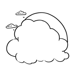 Cute cloud cartoon outline icon, Cute happy smiling cloud cartoon, black line shape